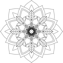 Easy Mandala coloring book simple and basic for beginners, seniors and children. Set of Mehndi flower pattern for Henna drawing and tattoo. Decoration in ethnic oriental, Indian style.