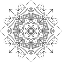 Easy Mandala coloring book simple and basic for beginners, seniors and children. Set of Mehndi flower pattern for Henna drawing and tattoo. Decoration in ethnic oriental, Indian style.