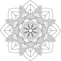 Easy Mandala coloring book simple and basic for beginners, seniors and children. Set of Mehndi flower pattern for Henna drawing and tattoo. Decoration in ethnic oriental, Indian style.