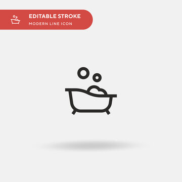 Bathtub Simple vector icon. Illustration symbol design template for web mobile UI element. Perfect color modern pictogram on editable stroke. Bathtub icons for your business project