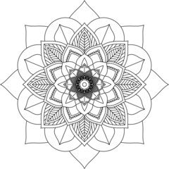 Easy Mandala coloring book simple and basic for beginners, seniors and children. Set of Mehndi flower pattern for Henna drawing and tattoo. Decoration in ethnic oriental, Indian style.