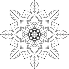 Easy Mandala coloring book simple and basic for beginners, seniors and children. Set of Mehndi flower pattern for Henna drawing and tattoo. Decoration in ethnic oriental, Indian style.
