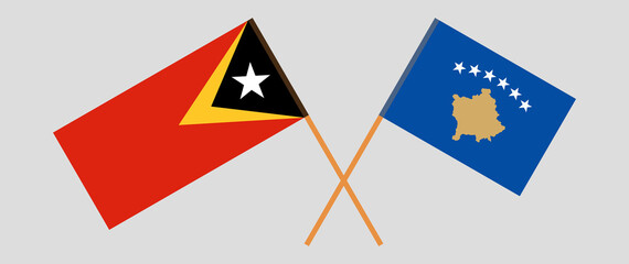Crossed flags of East Timor and Kosovo