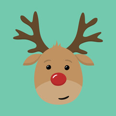 Design of funny reindeer head. Christmas element. Vector
