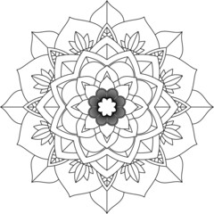Easy Mandala coloring book simple and basic for beginners, seniors and children. Set of Mehndi flower pattern for Henna drawing and tattoo. Decoration in ethnic oriental, Indian style.