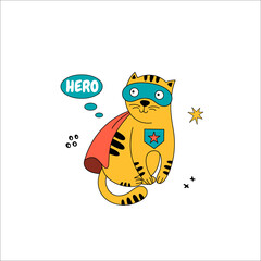 A cute cat in a superhero costume.