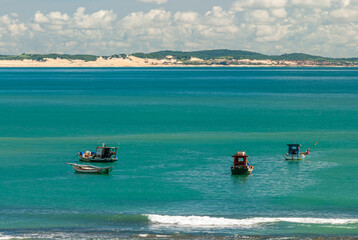 Pipa beach, Tibau do Sul, near Natal, Rio Grande do Norte, Brazil on May 7, 2008. Fisherman's boats...