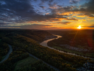 Sunset near the city of Koblenz -  Germany in rhineland palatinat.