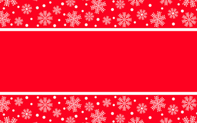 Red geometric background with horizontal stripes from a pattern of Christmas snowflakes. Vector graphics for website.
