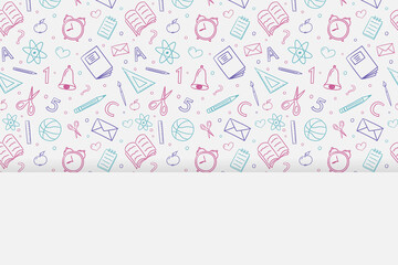 School background design. Hand drawn elements with copyspace. Vector