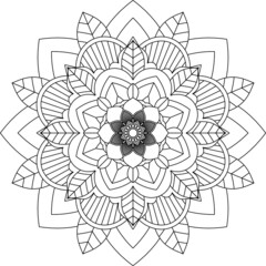 Easy Mandala coloring book simple and basic for beginners, seniors and children. Set of Mehndi flower pattern for Henna drawing and tattoo. Decoration in ethnic oriental, Indian style.