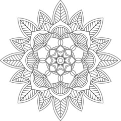 Easy Mandala coloring book simple and basic for beginners, seniors and children. Set of Mehndi flower pattern for Henna drawing and tattoo. Decoration in ethnic oriental, Indian style.