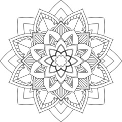 Easy Mandala coloring book simple and basic for beginners, seniors and children. Set of Mehndi flower pattern for Henna drawing and tattoo. Decoration in ethnic oriental, Indian style.