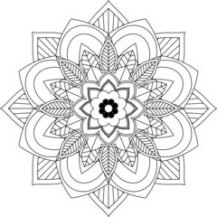 Easy Mandala coloring book simple and basic for beginners, seniors and children. Set of Mehndi flower pattern for Henna drawing and tattoo. Decoration in ethnic oriental, Indian style.