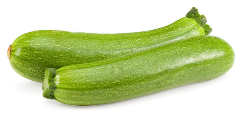 fresh green zucchini or marrow isolated on white background. full depth of field. clipping path