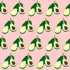 Obraz premium Pattern avocado and half avocado with leaf