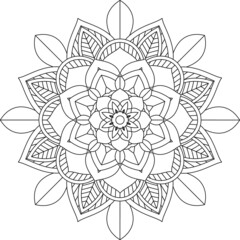 Easy Mandala coloring book simple and basic for beginners, seniors and children. Set of Mehndi flower pattern for Henna drawing and tattoo. Decoration in ethnic oriental, Indian style.