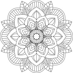 Easy Mandala coloring book simple and basic for beginners, seniors and children. Set of Mehndi flower pattern for Henna drawing and tattoo. Decoration in ethnic oriental, Indian style.
