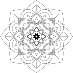 Easy Mandala coloring book simple and basic for beginners, seniors and children. Set of Mehndi flower pattern for Henna drawing and tattoo. Decoration in ethnic oriental, Indian style.
