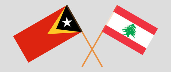 Crossed flags of East Timor and Lebanon