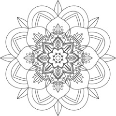Easy Mandala coloring book simple and basic for beginners, seniors and children. Set of Mehndi flower pattern for Henna drawing and tattoo. Decoration in ethnic oriental, Indian style.