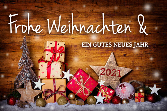 Christmas greeting card - Merry Xmas and happy new year 2021 - German language