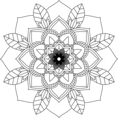 Easy Mandala coloring book simple and basic for beginners, seniors and children. Set of Mehndi flower pattern for Henna drawing and tattoo. Decoration in ethnic oriental, Indian style.