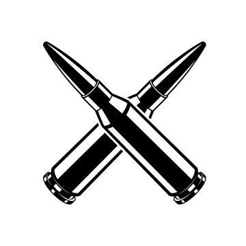 recommend clip art: Monochrome crossed cartridge for machine gun illustrations. Isolated vector template