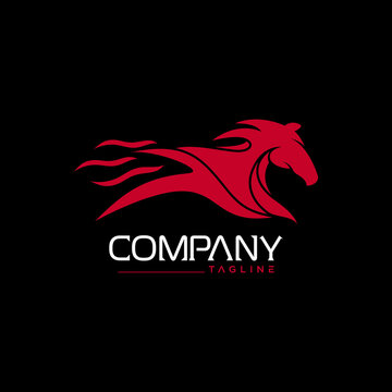Creative horse logo with fire concept. design vector template