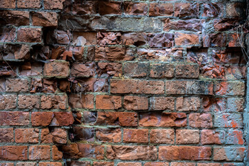 Obraz premium Old brick wall for background. Brick surface template photo.