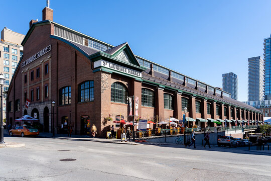 Toronto, Canada - October 13, 2020: St. Lawrence Market is seen in Toronto, Canada on October 13, 2020. St. Lawrence Market is a major public market in Toronto. 