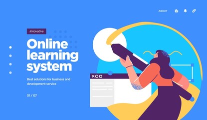 Online education modern flat design isometric concept. Landing page template. Vector illustration for web and graphic design.