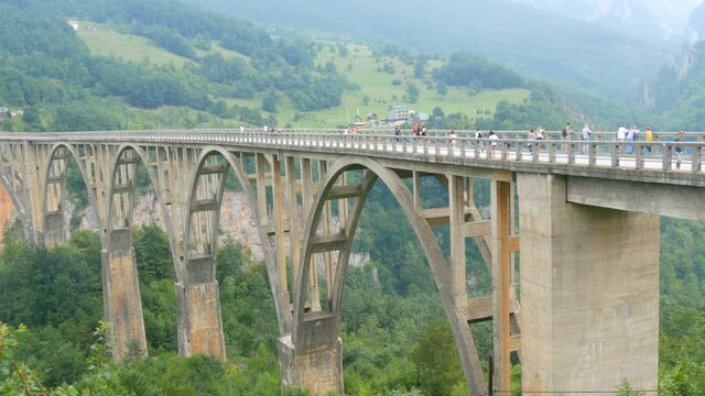 The famous Djurdjevic bridge in Montenegro, on which cars drive and tourists walk.