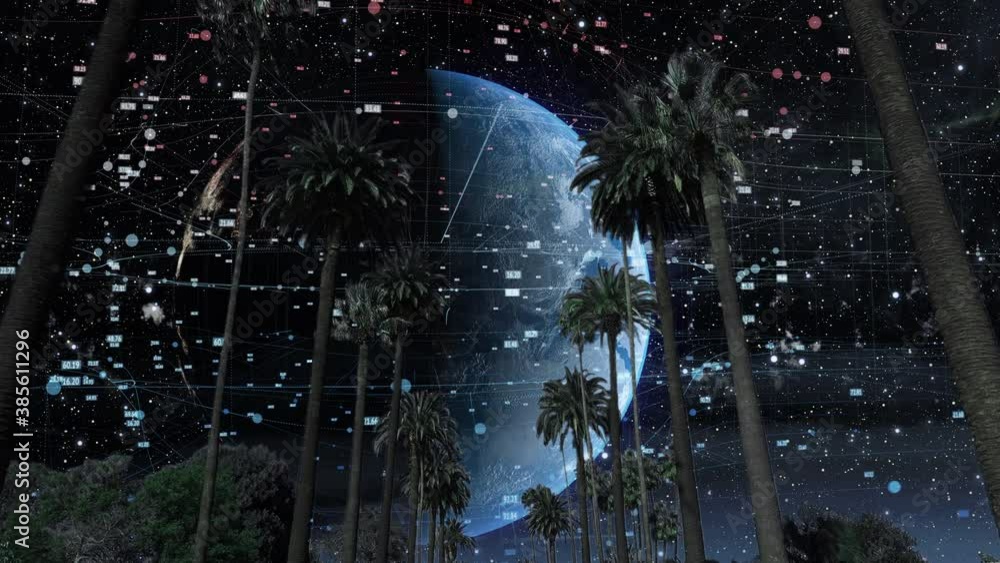 Wall mural digital grid in the sky