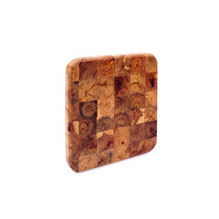 Wooden juniper hot plate isolated on white background