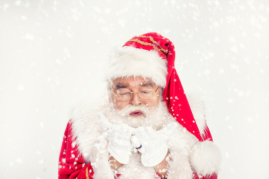 Real Santa Claus in snow.