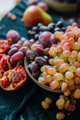 Beautiful fruit autumn composition with grapes