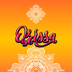 Orissa Handwritten stock lettering typography. States of India. 