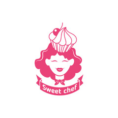 Sweet chef logo for pastry shop, bakery, cafe