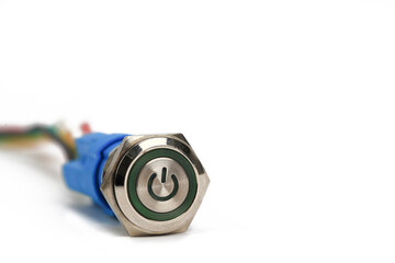 Power On Off switch on white background