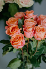 Bouquet of orange roses close up
