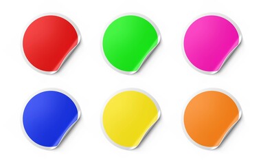 Set of colorful round curled stickers. Vector illustration isolated on white background. EPS10.	