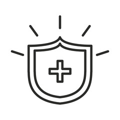 Obraz premium vaccine research science medical shield protection line icon