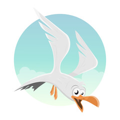 funny cartoon seagull vector illustration