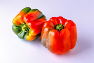 sweet pepper, red, green, yellow paprika, isolated on white background.