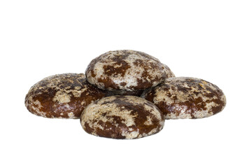 Delicious chocolate gingerbread isolated on a white background