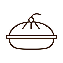 sweet cake witih fruit food line icon style