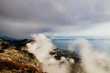 Fototapeta na wymiar View from the mountain Biokovo, Croatia. Top view, beautiful clouds
