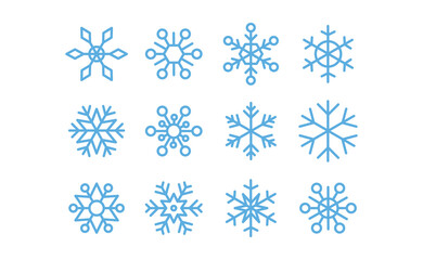 Snowflakes icon collection. Set of snow flake icons. Geometric shapes for christmas and new year decoration.