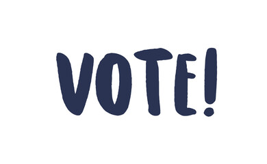 Vote! lettering text design. 2020 presidential campaign in the United States.
